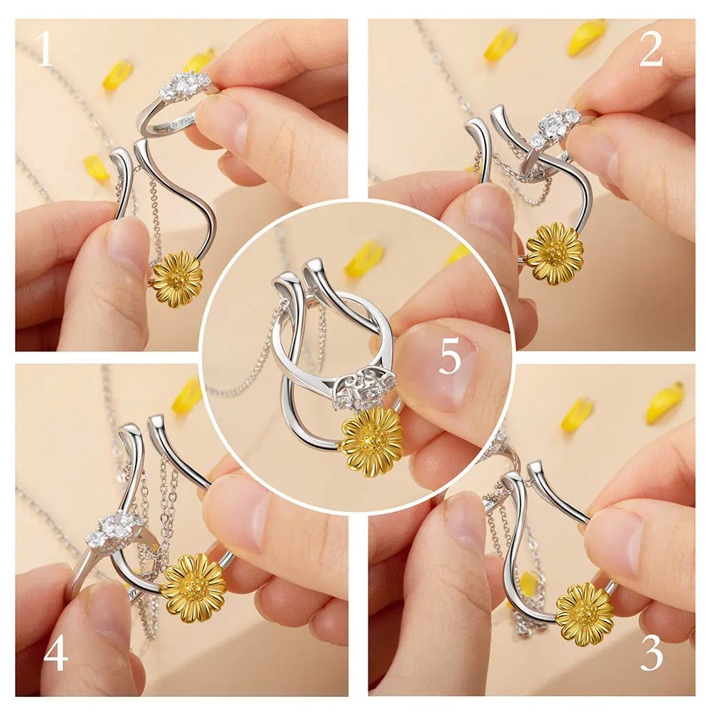 Sunflower Ring Holder Necklace
