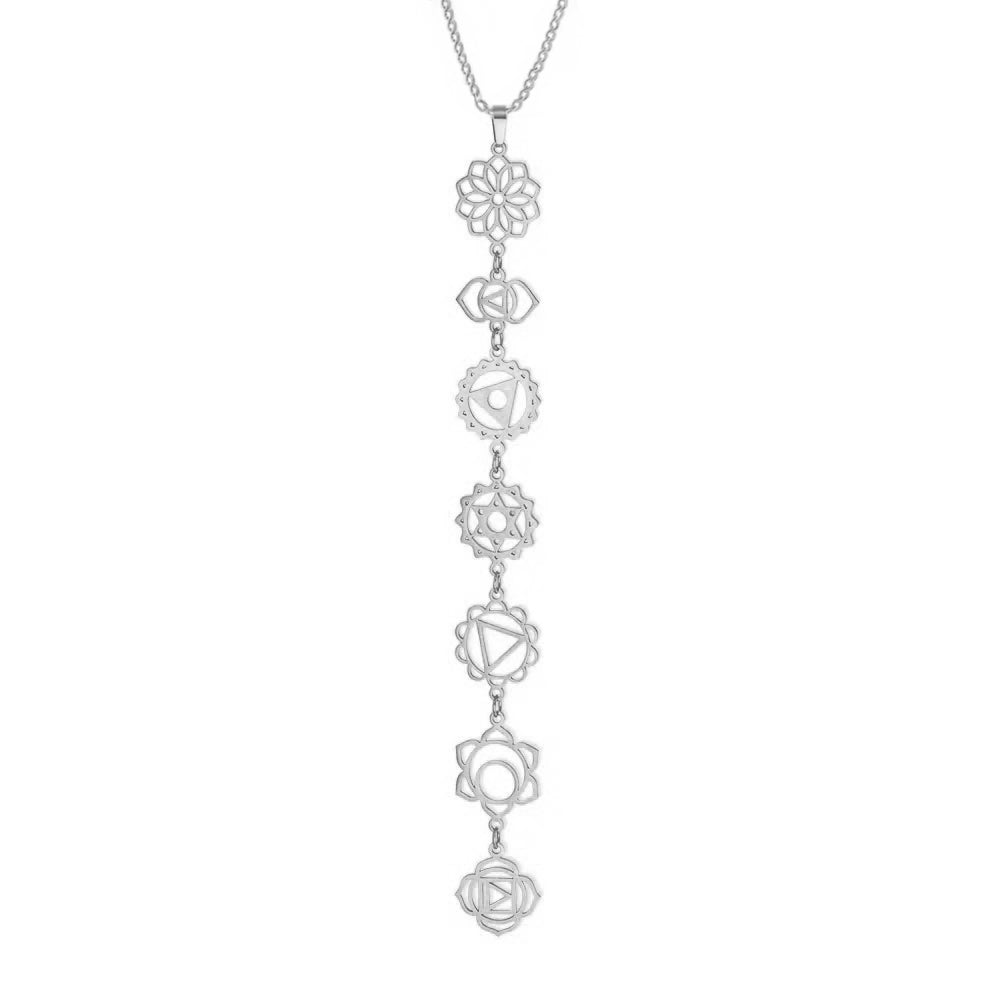 7 Chakra Necklace in Sterling Silver - United Bracelets