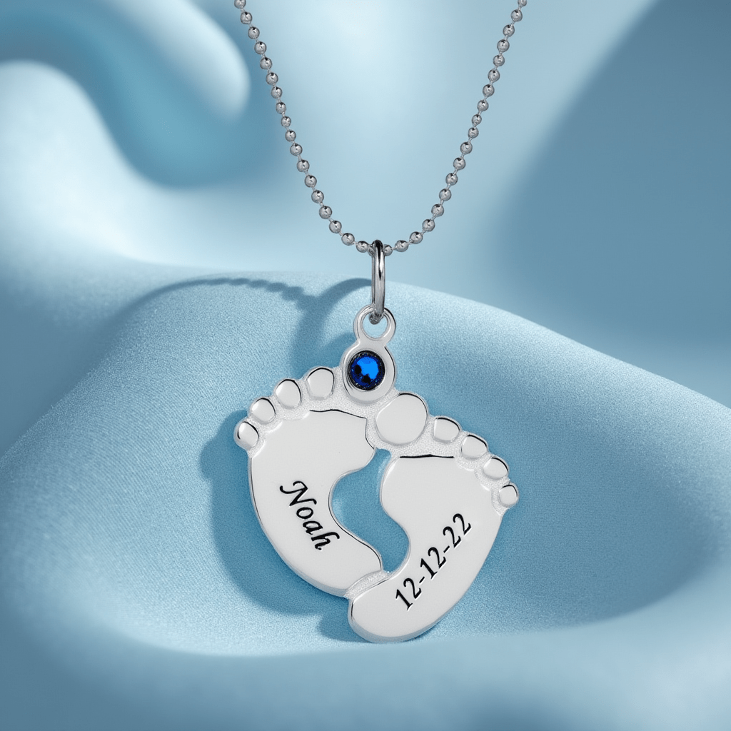 Birthstone Necklace Baby Name Pendant Necklace Personalised