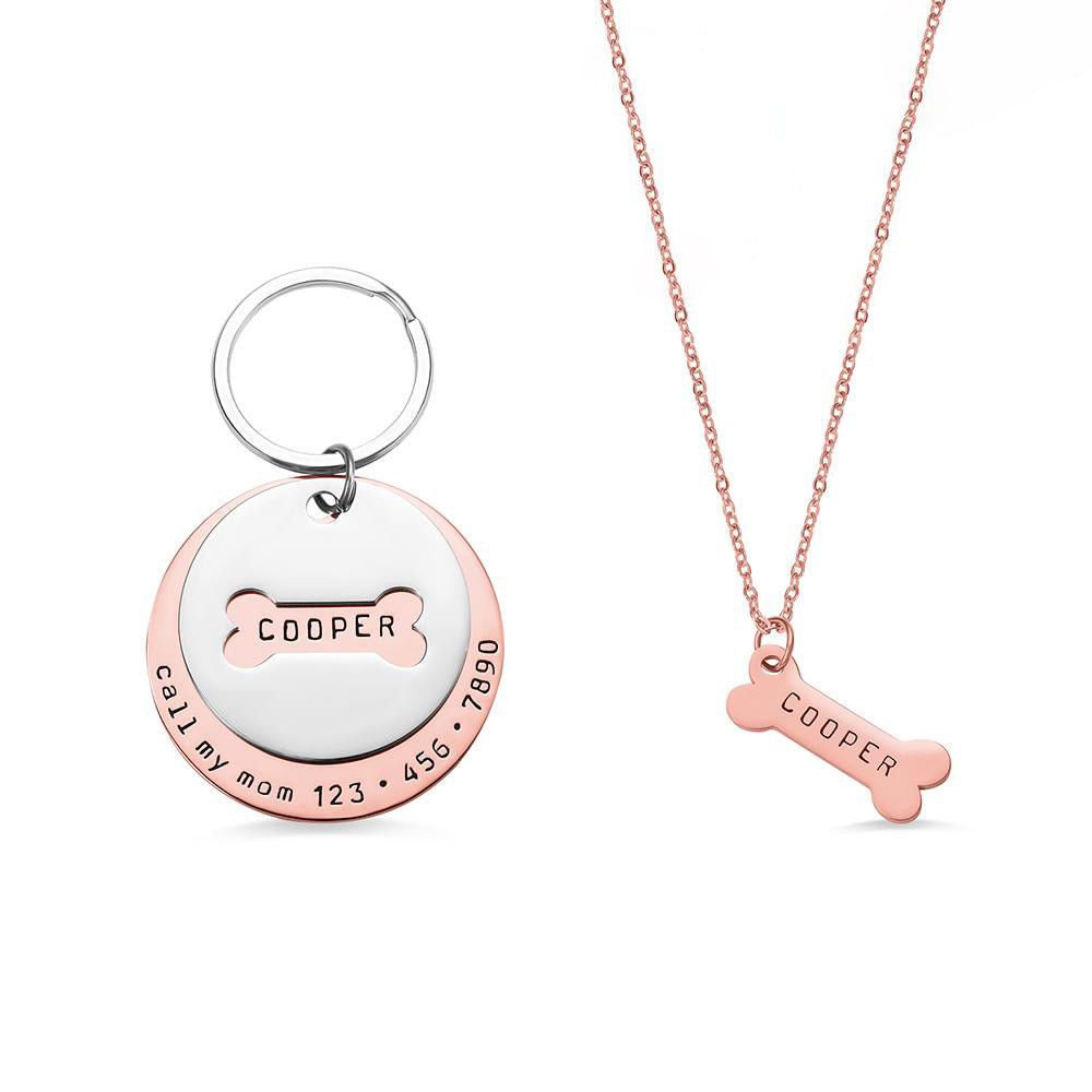 Personalised Dog Tag & Bone Necklace Set - United Bracelets