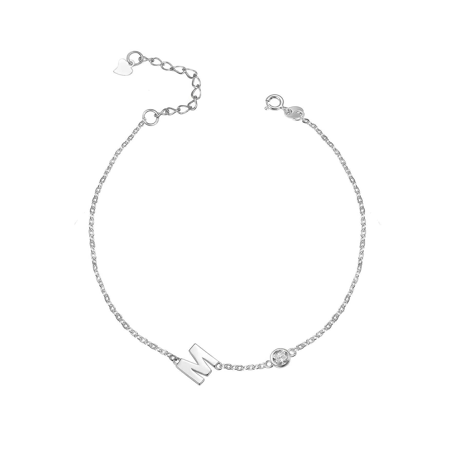 Sideways Initial Birthstone Name Bracelet - United Bracelets