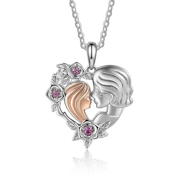 Two Tone Mother & Daughter Necklace with Custom Birthstone - United Bracelets