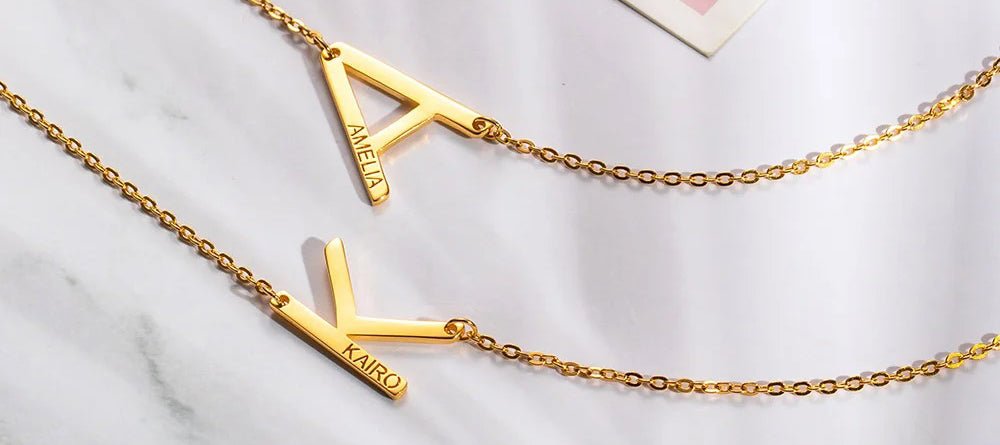 Upgrade Your Necklace Game with Our Miniature Sideways Initial Necklace - United Bracelets