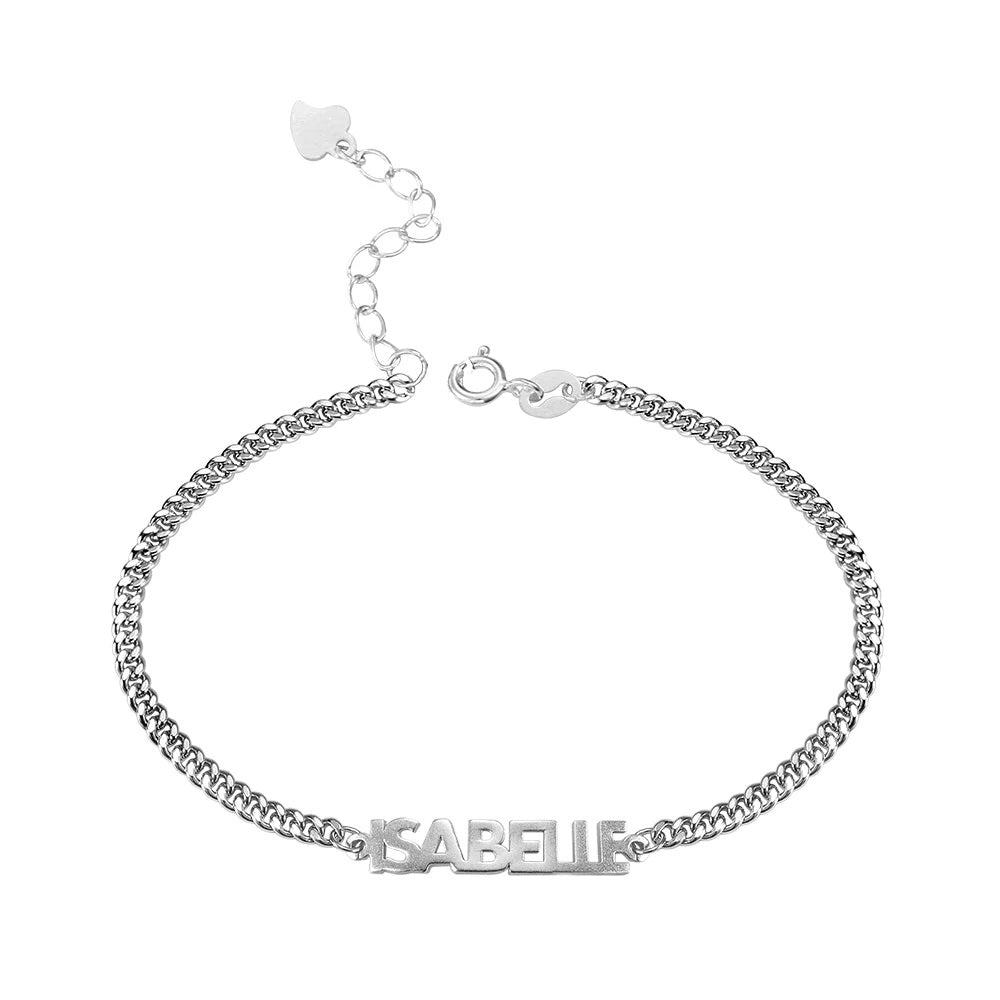 Name Bracelet/Anklet in Sterling Silver with Curb Chain