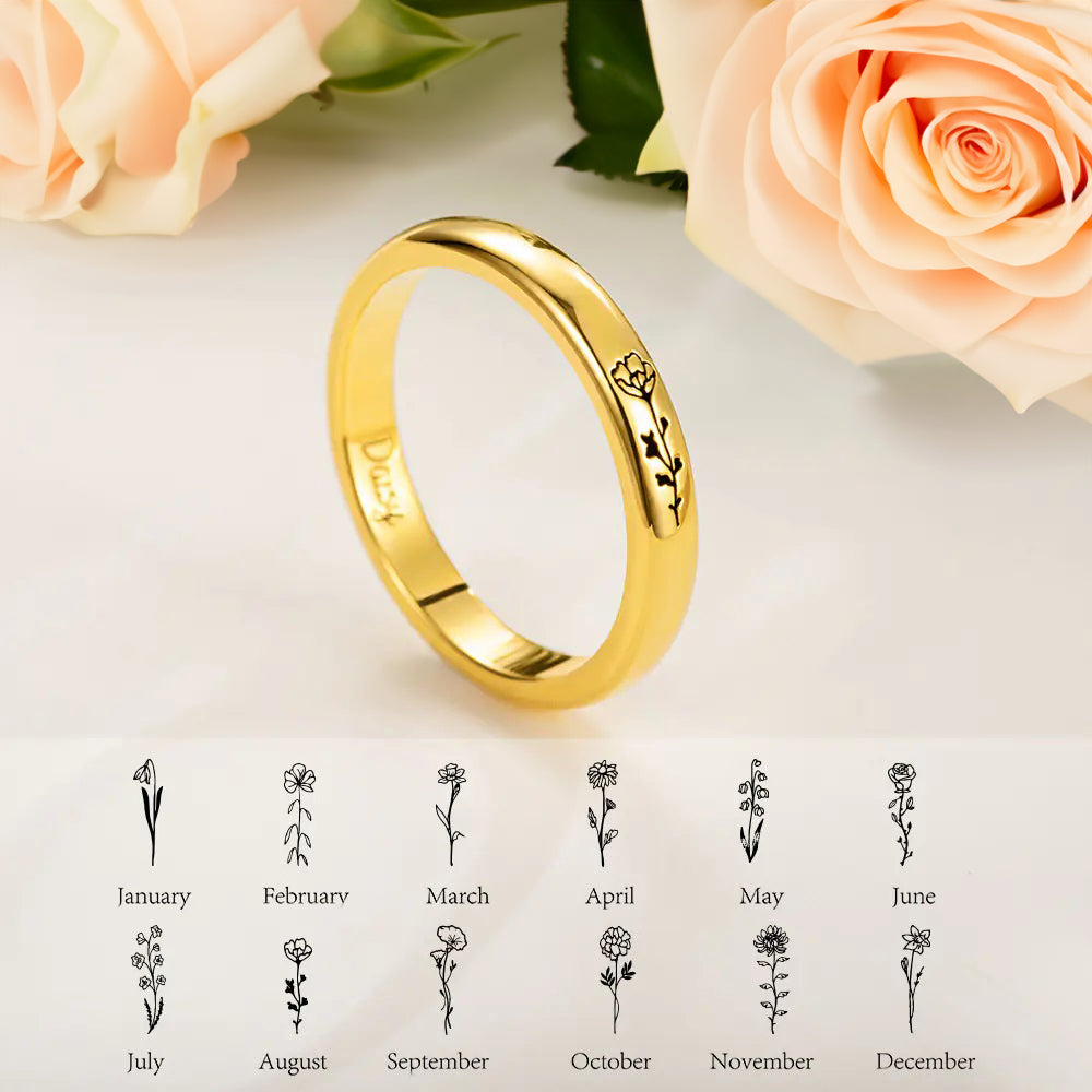 Personalised Birth Flower Ring