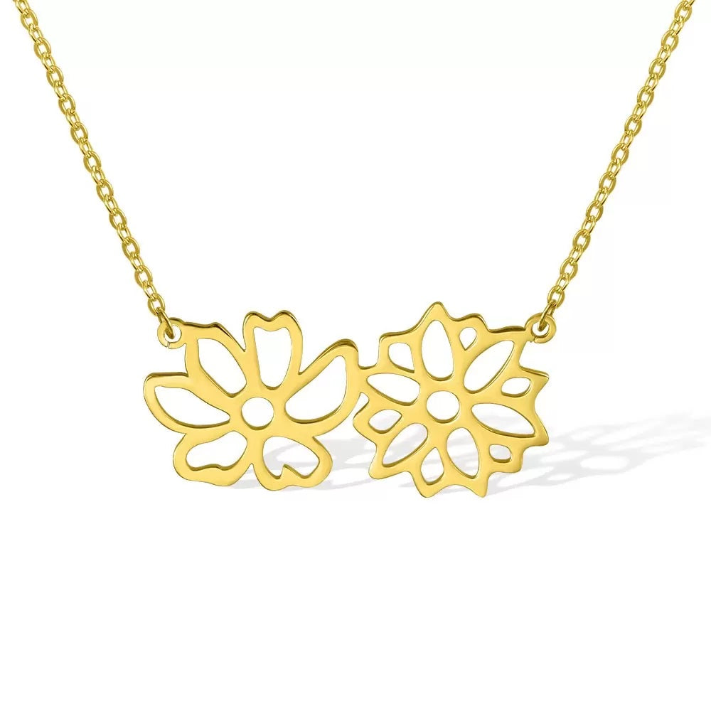 Birth Flower Pendant Necklace - 1 to 7 flowers