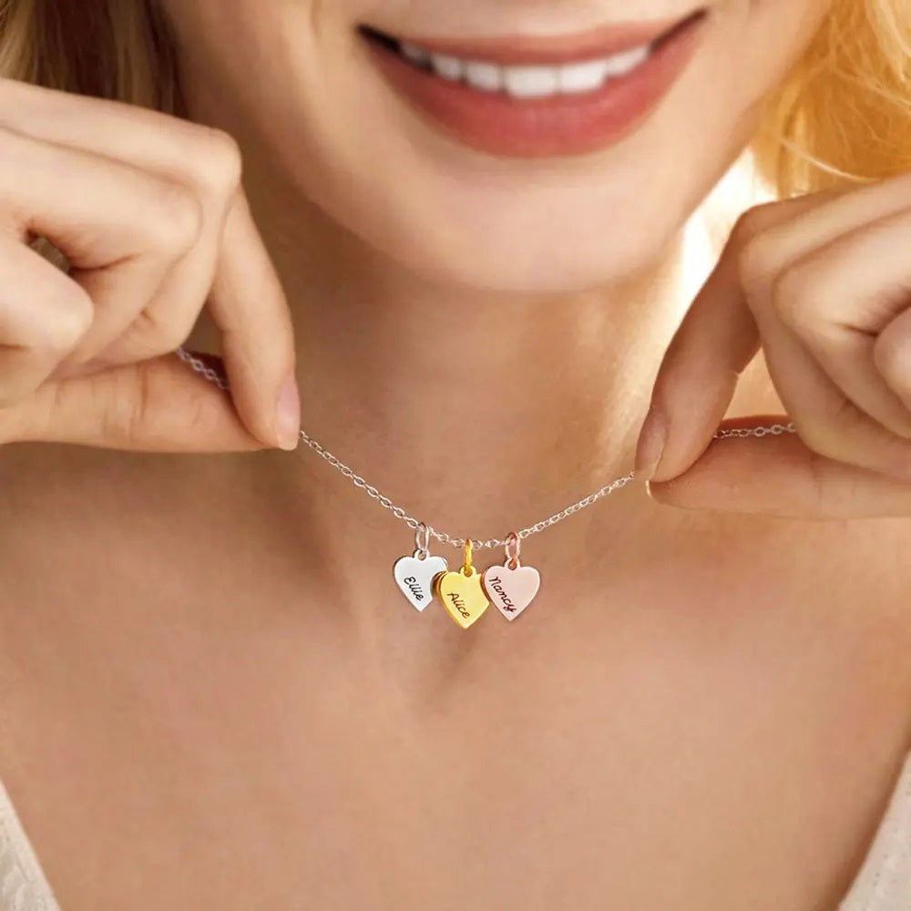 Three Tone Heart Pendant Necklace