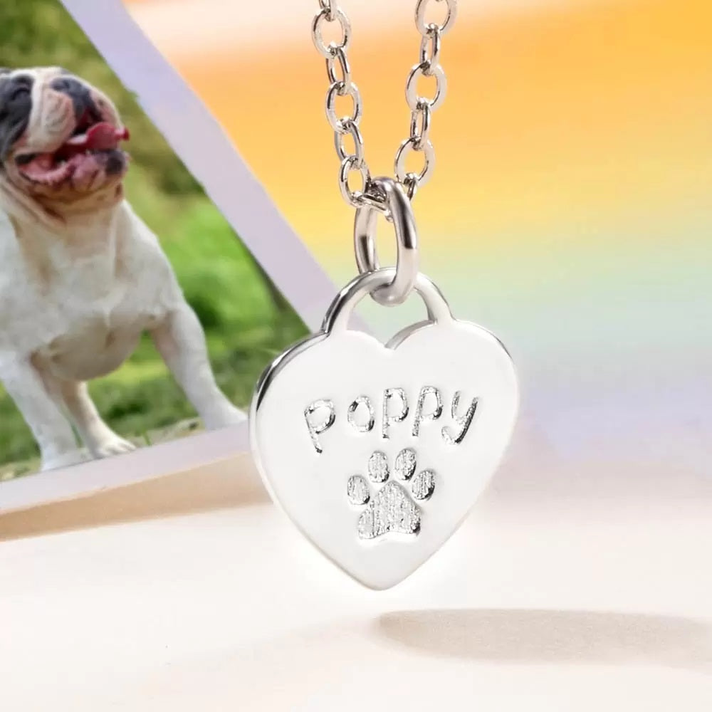 Sterling Silver Paw Print Pebble Pendant Necklace - dog lovers gift | The  British Craft House