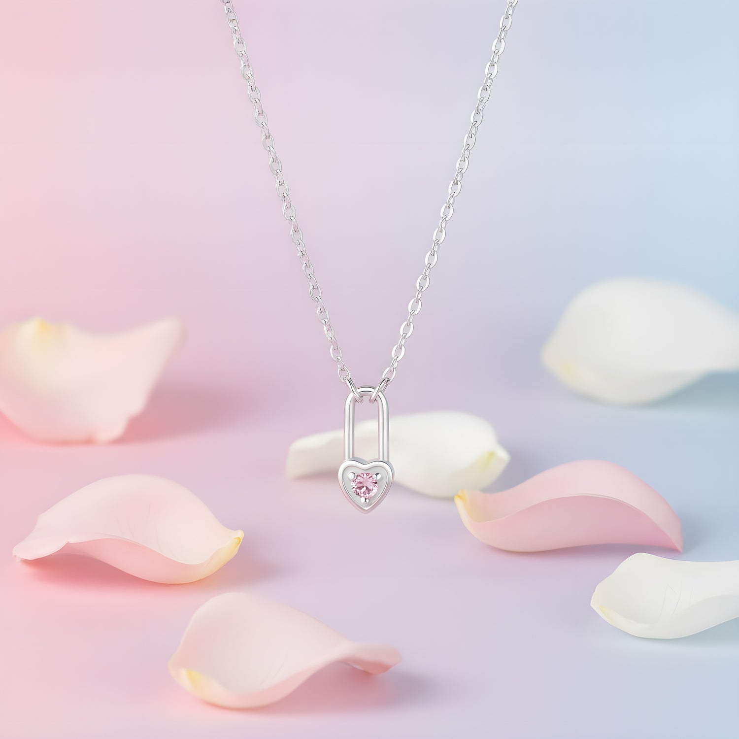 Birthstone Heart Lock Necklace