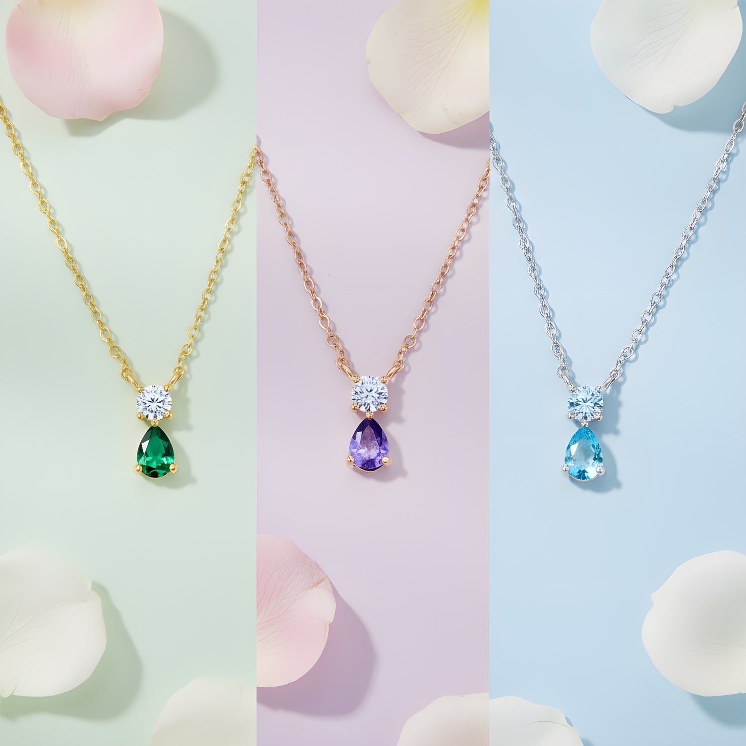 Double Drop Birthstone Necklace