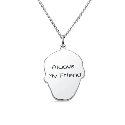 Engraved Pet Photo Necklace with Birthstones
