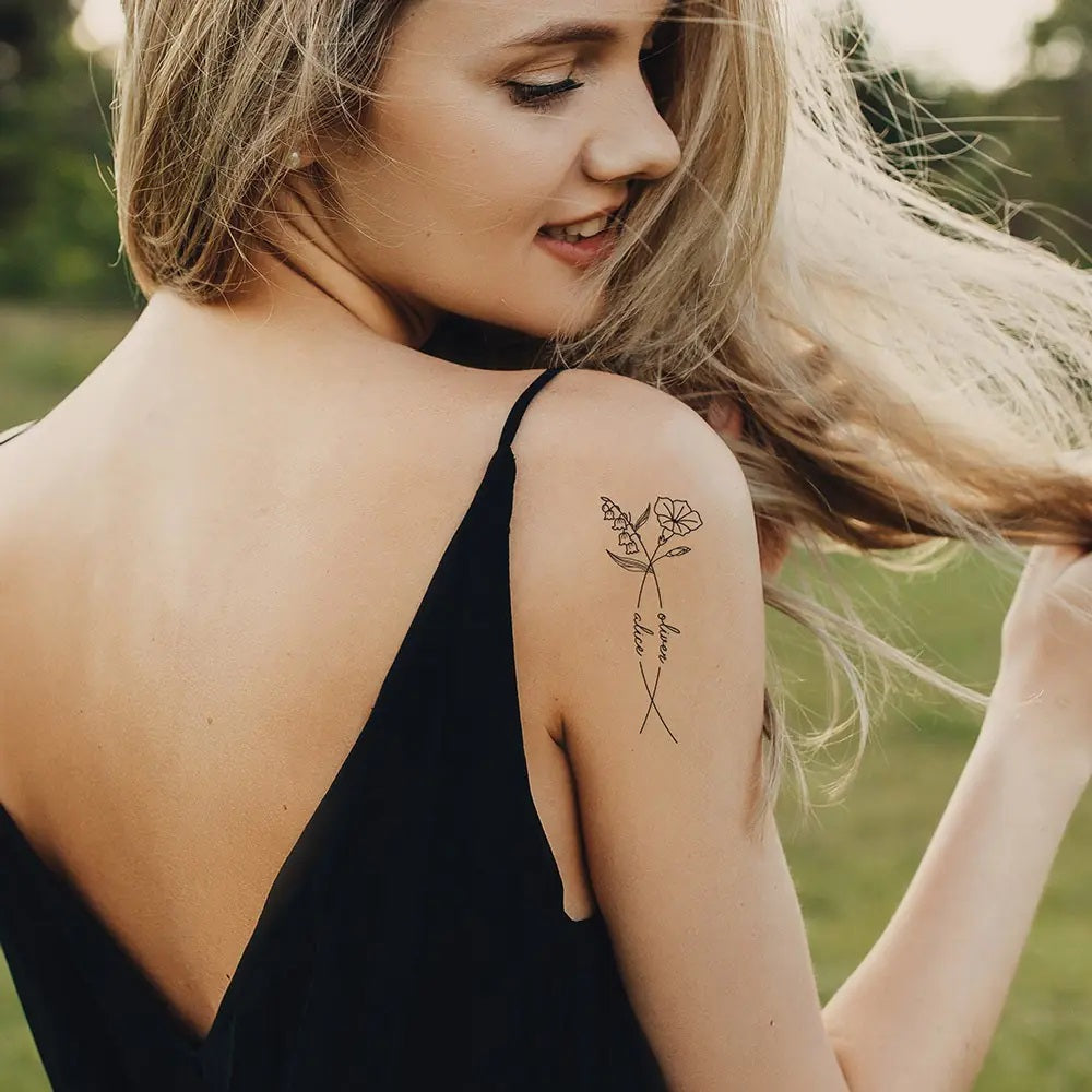 Intertwined Birth Flower Tattoo Digital Design