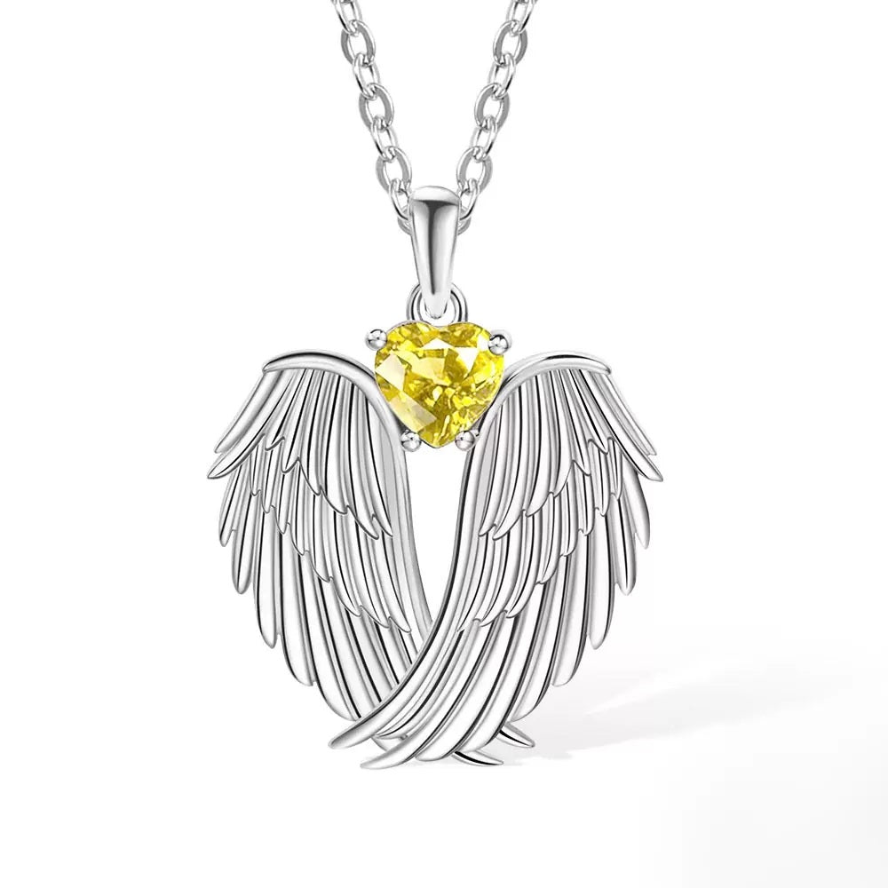 Guardian Angel Necklace with Custom Birthstone