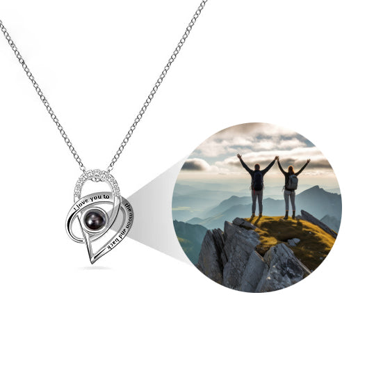 I Love You to the Moon and Back Heart Projection Necklace