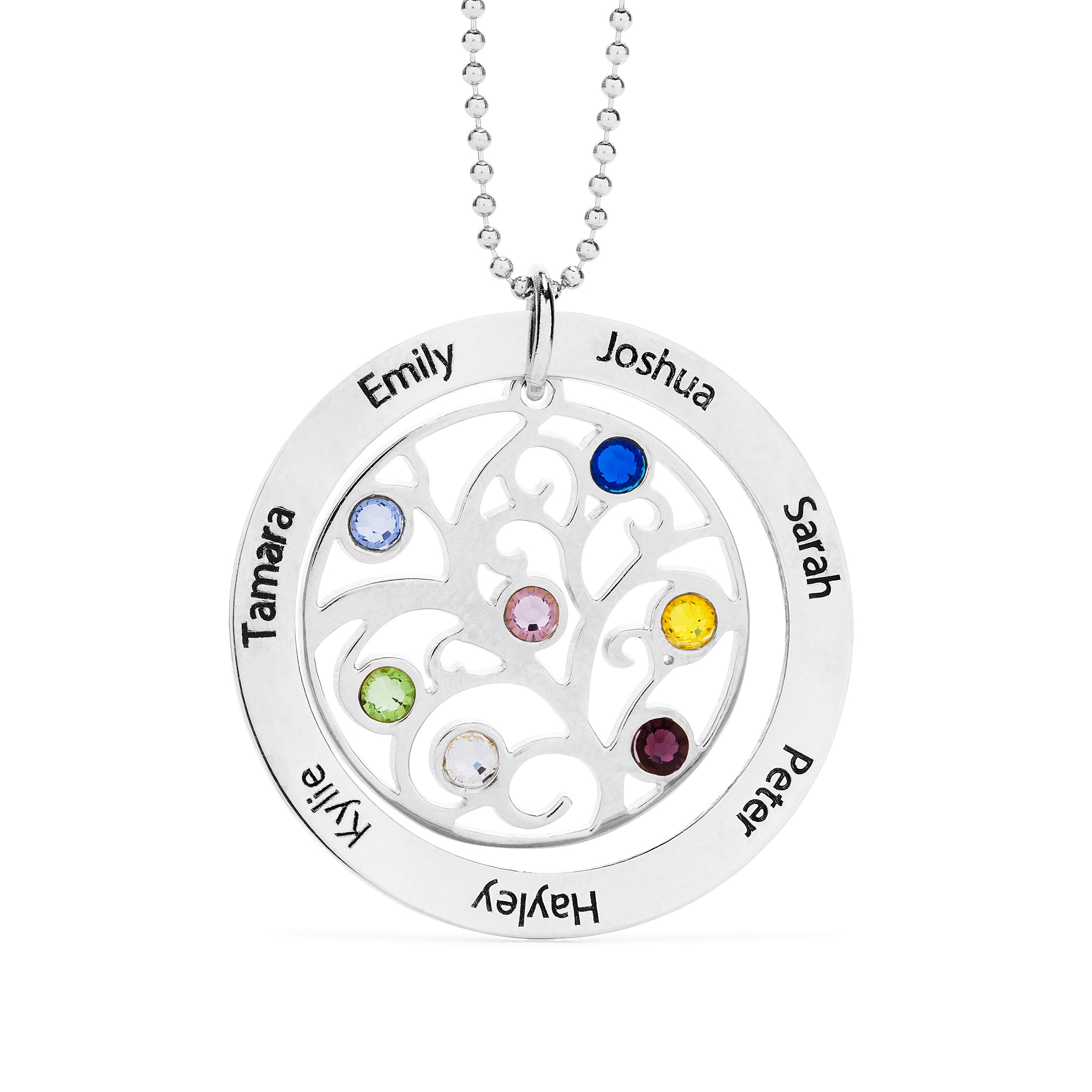 Family Tree Birthstone Name Necklace | Fast Delivery