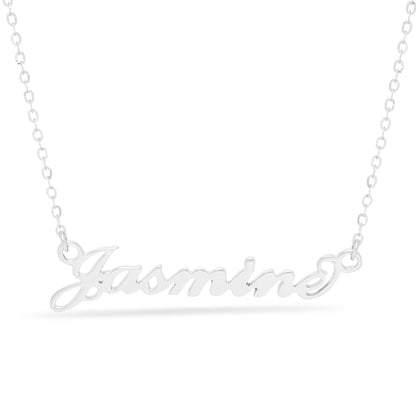 Solid White Gold Carrie Style Name Necklace