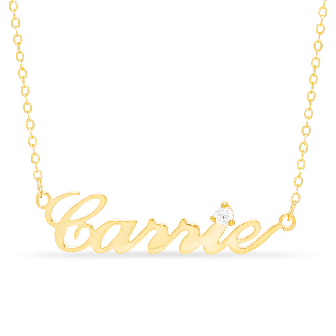 Carrie Style Name Necklace with Natural Gemstone