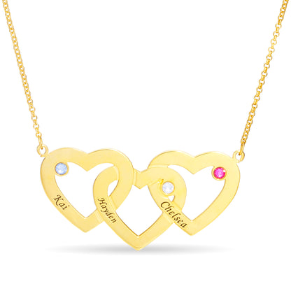Three Heart Name Necklace