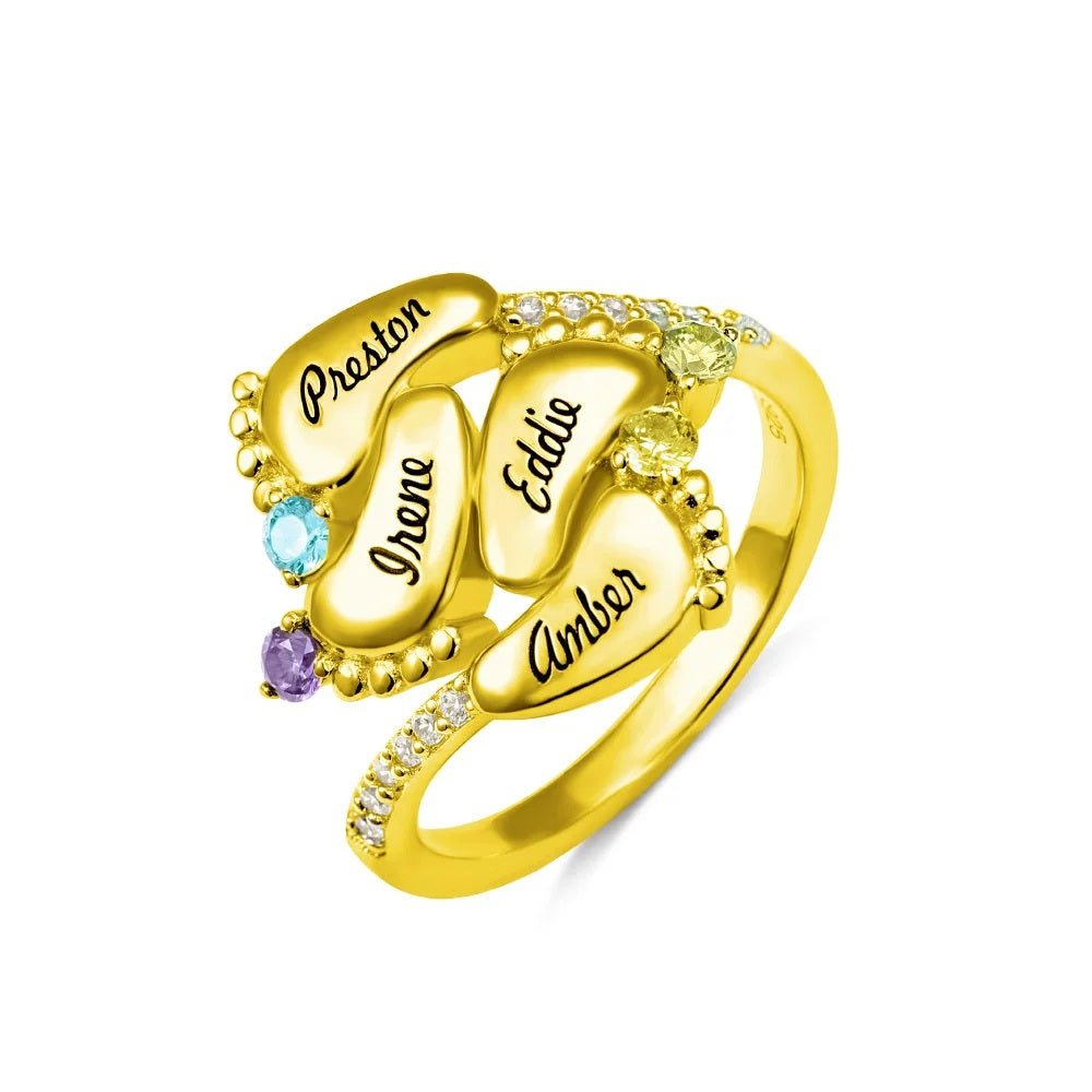 Birthstone Baby Feet Ring - United Bracelets