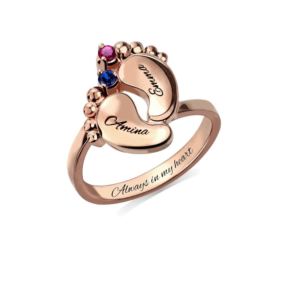 Birthstone Baby Feet Ring - United Bracelets