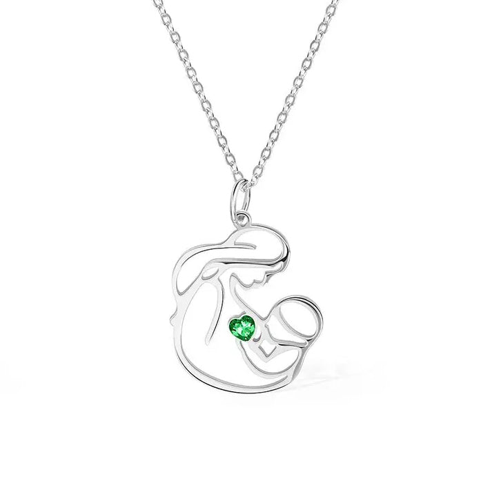 Birthstone Heart Mother &amp; Baby Pendant - United Bracelets