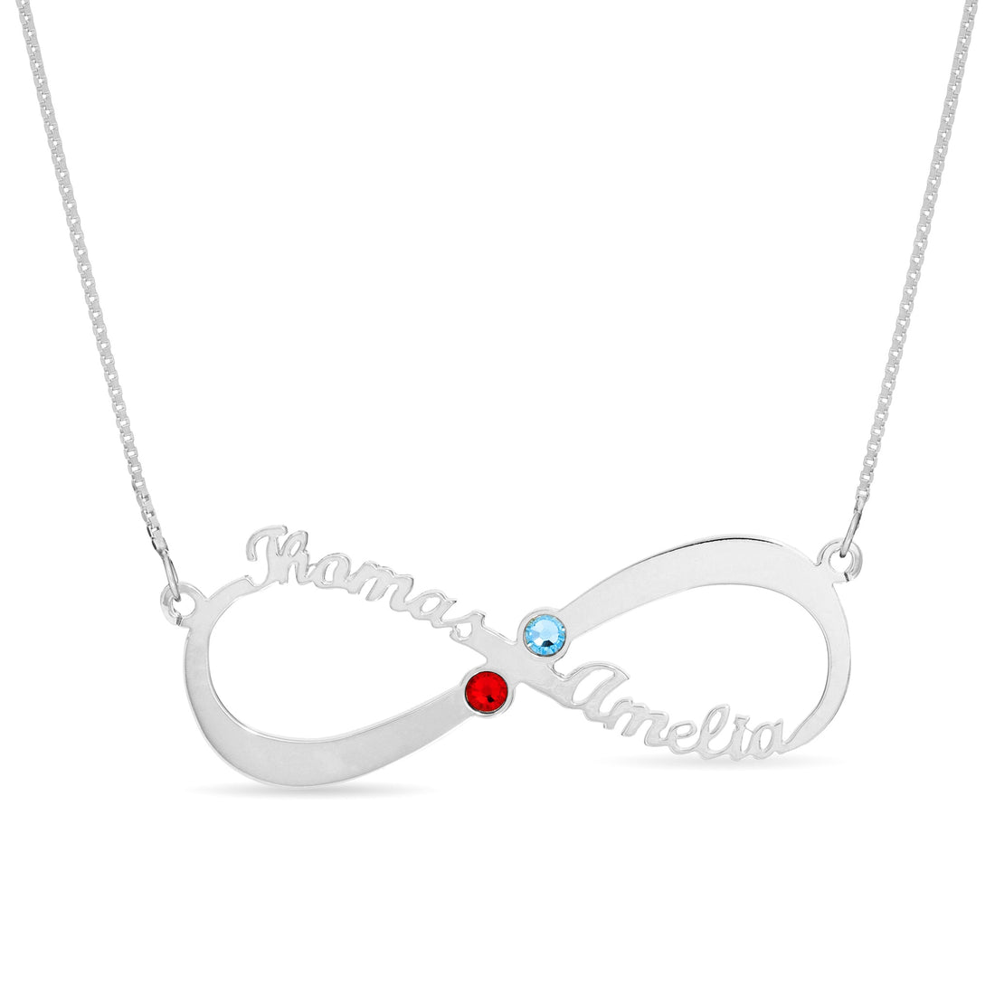 Birthstone Infinity Name Necklace - 2 Names - United Bracelets