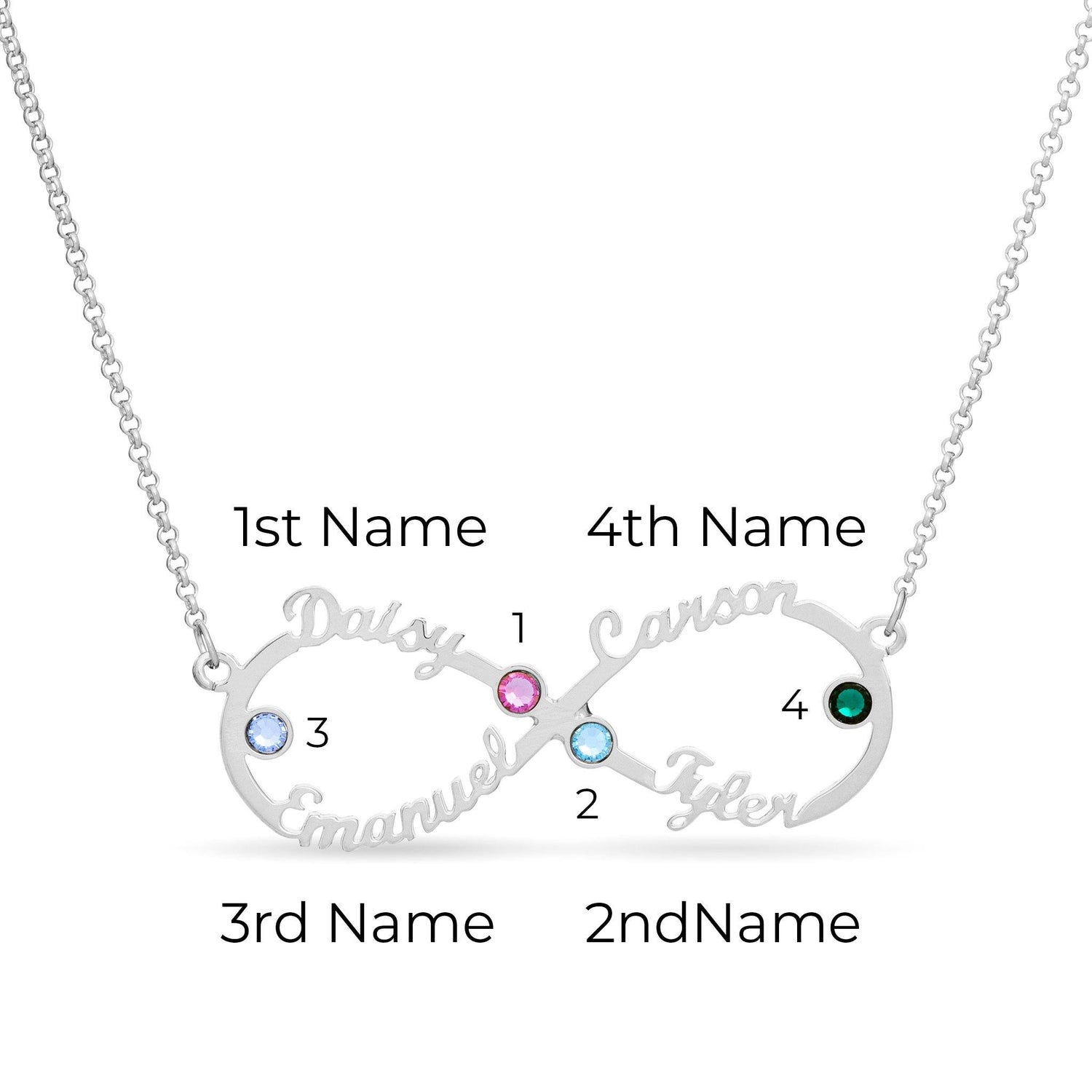 Birthstone Infinity Name Necklace - United Bracelets