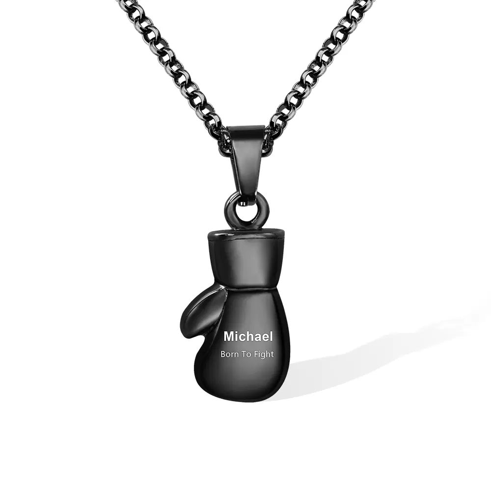 Boxing Glove Necklace with Personalised Name &amp; Inscription - United Bracelets