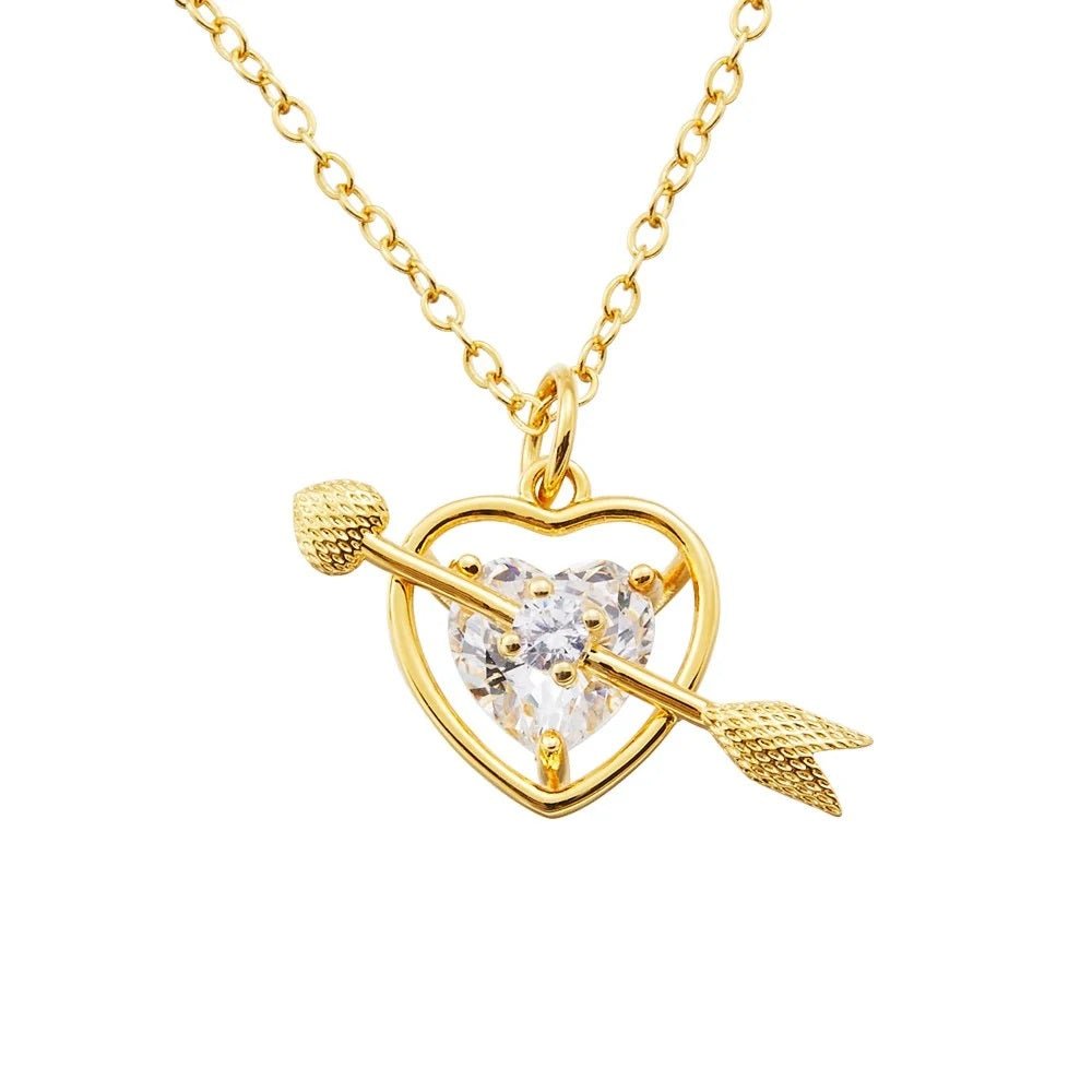 Cupid Arrow &amp; Heart Necklace with Personalised Birthstone - United Bracelets