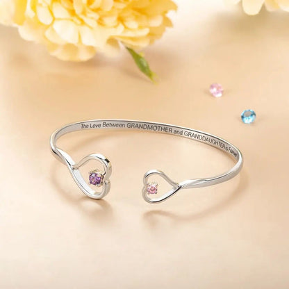 Double Heart Birthstone Cuff - United Bracelets