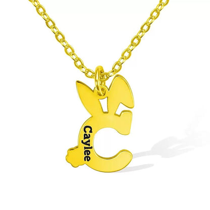 Easter Bunny Initial Necklace - United Bracelets