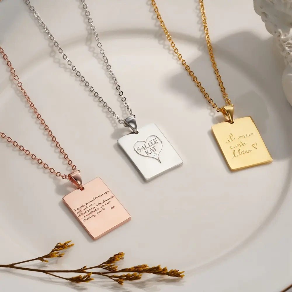 Engravable Rectangle Tag Pendant Necklace - United Bracelets