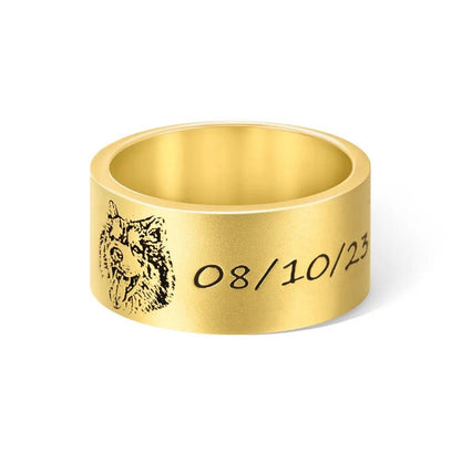 Engraved Pet Portrait Ring with Custom Name - United Bracelets