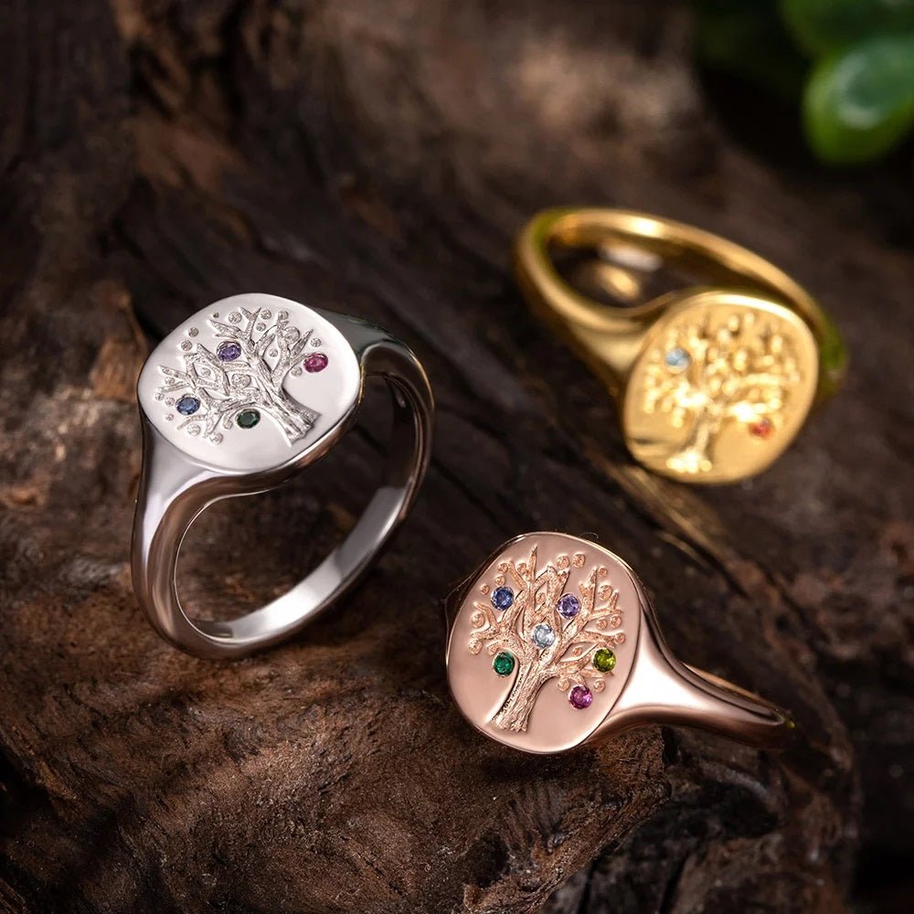 Family Tree Birthstone Signet Ring – United Bracelets