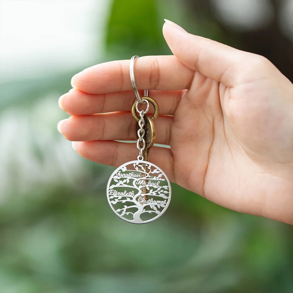 May Tree Keychain Family Tree Keychain with Personalised Names – United Bracelets