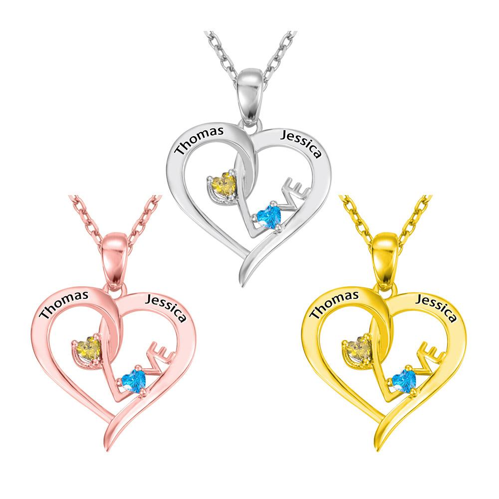 Heart Shaped Birthstone Name Necklace - United Bracelets