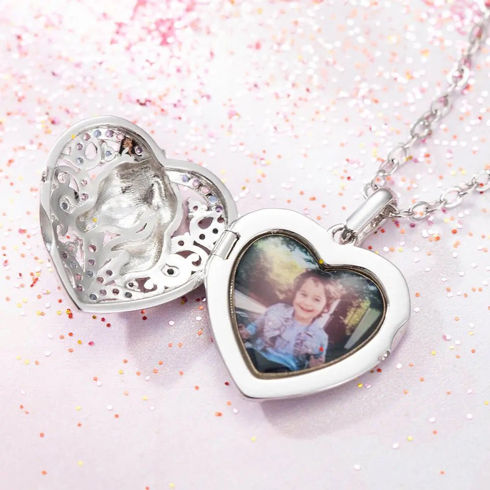 Heart Shaped Photo Locket with Unicorn Pendant - United Bracelets