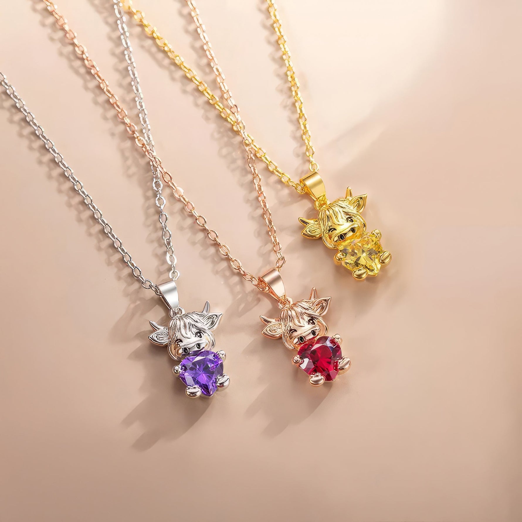 Highland Cow Necklace with Custom Birthstone - United Bracelets