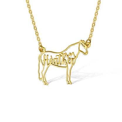 Horse Silhouette Necklace with Custom Name - United Bracelets