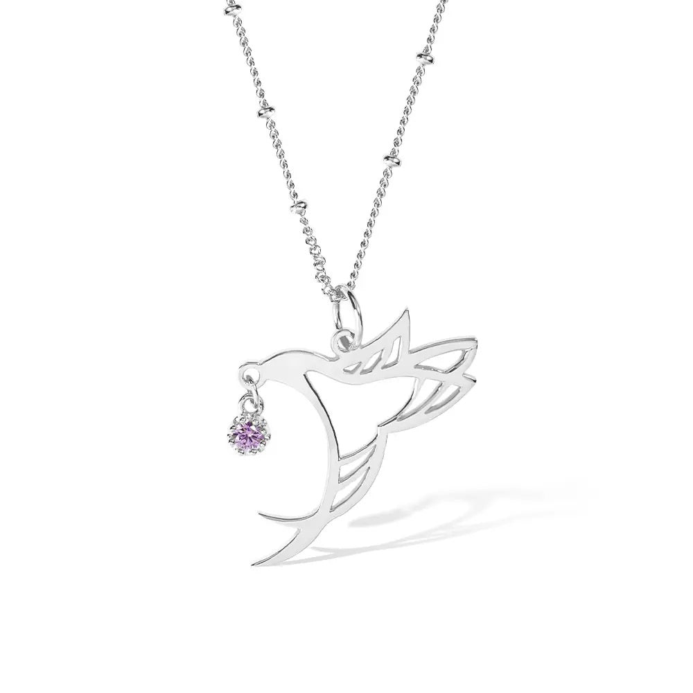 Hummingbird Necklace with Custom Birthstone - United Bracelets