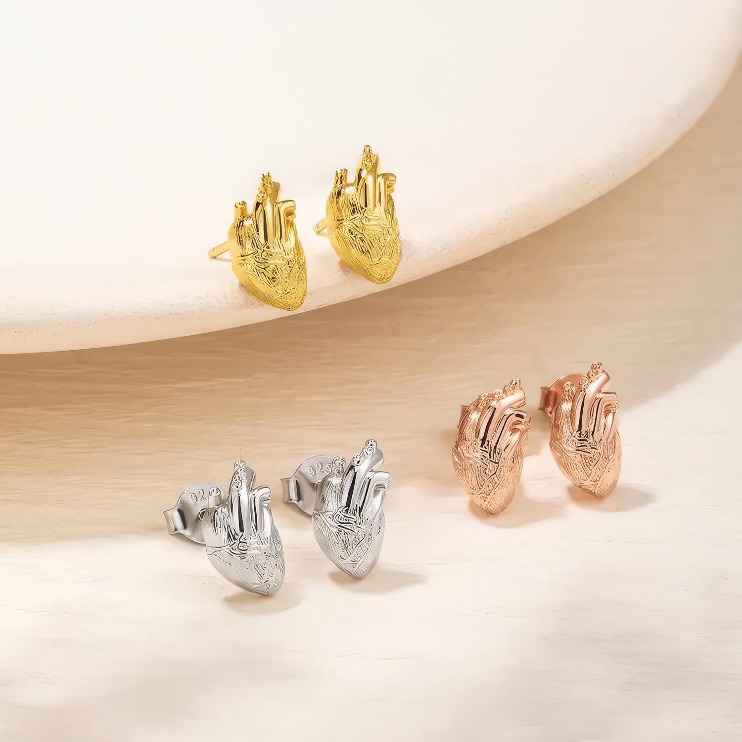 Anatomical Heart Stud Earrings