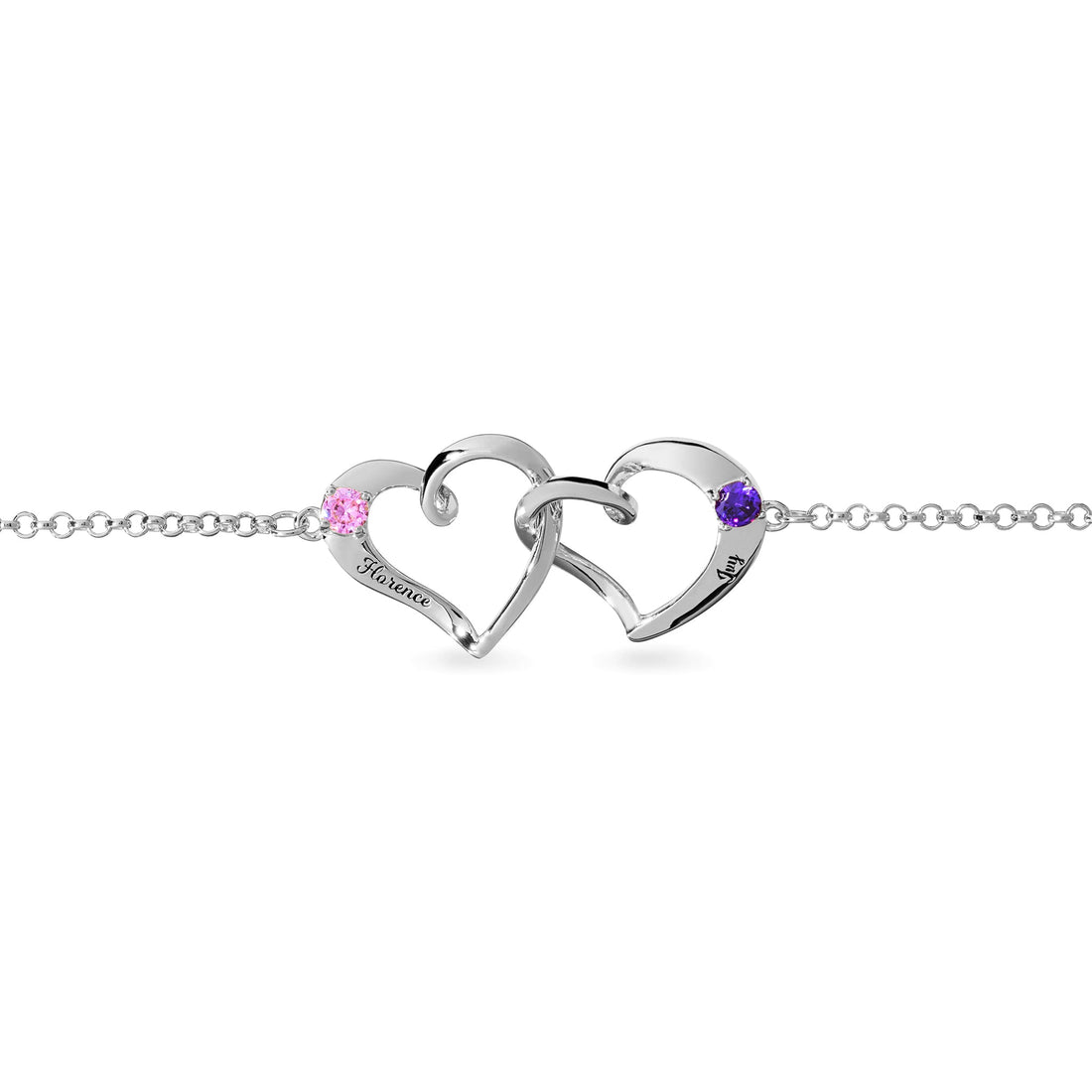 Interlocking Hearts Birthstone Bracelet - United Bracelets