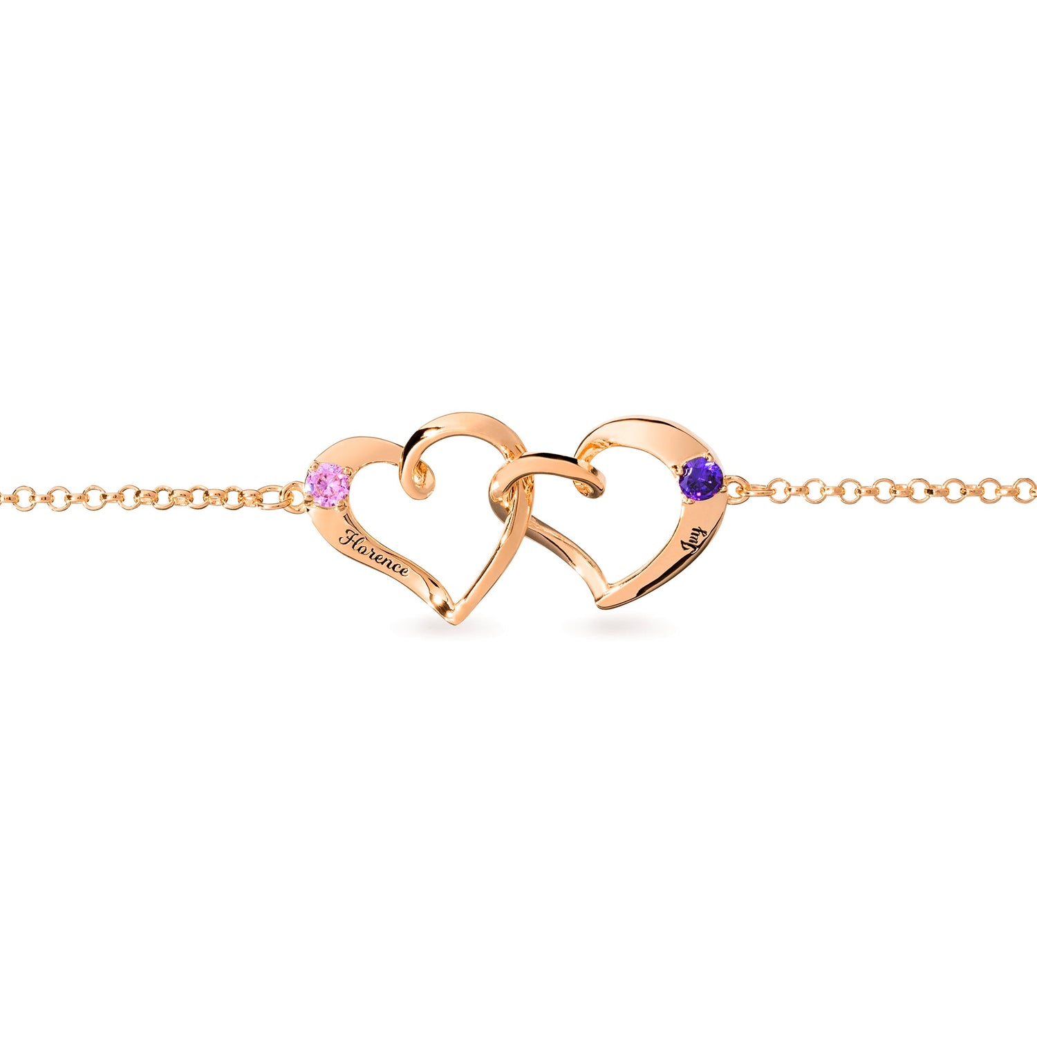 Interlocking Hearts Birthstone Bracelet - United Bracelets