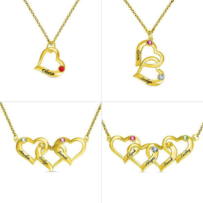 Interlocking Hearts Birthstone Necklace - United Bracelets