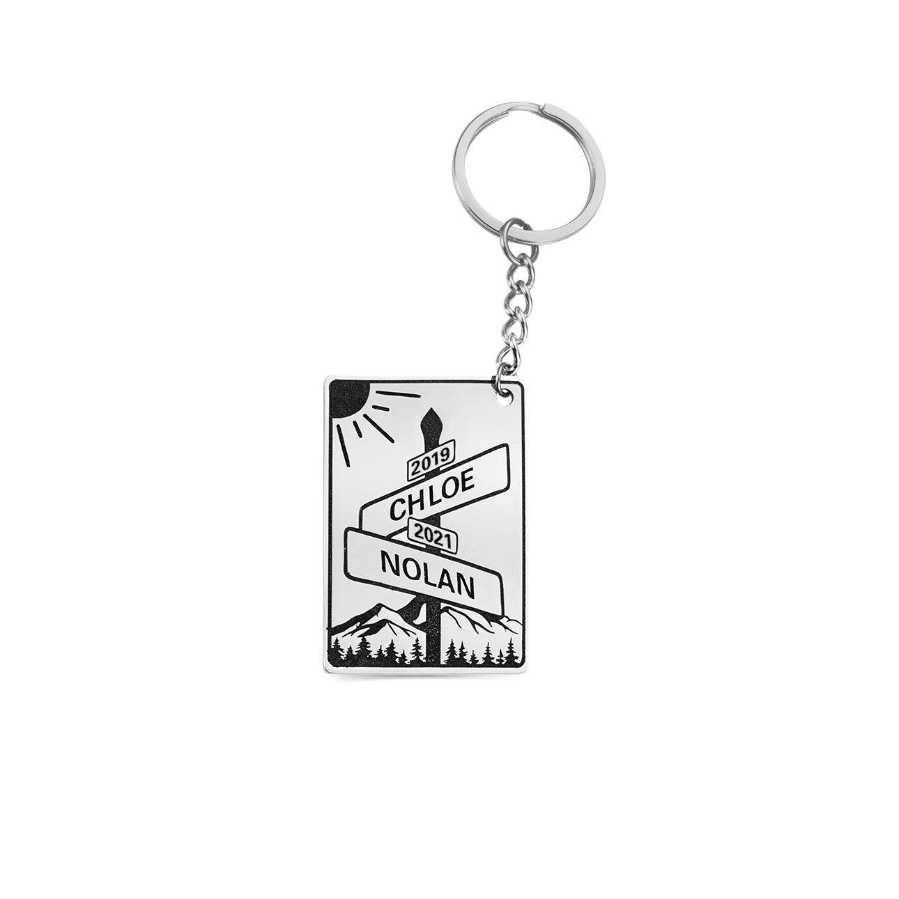 Crossed Paths Street Sign Keychain