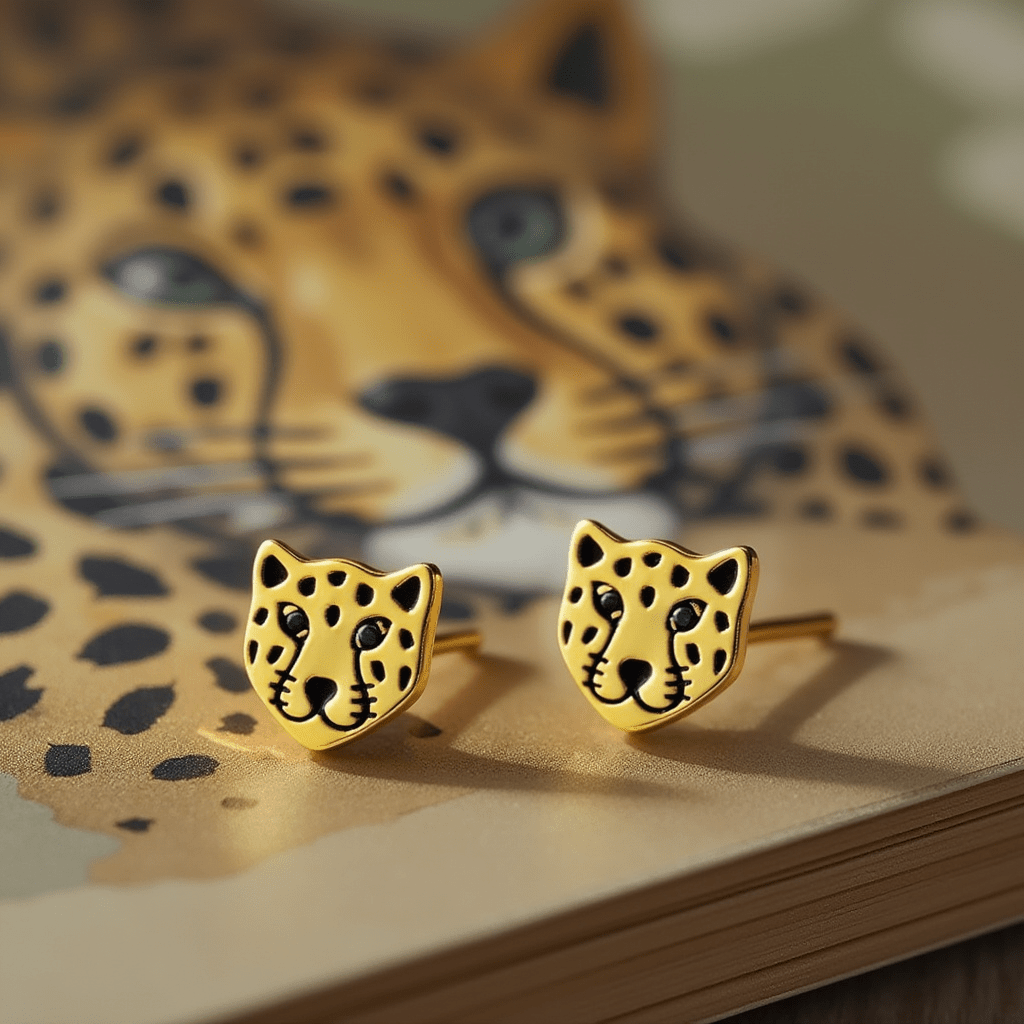 Leopard Face Stud Earrings - United Bracelets