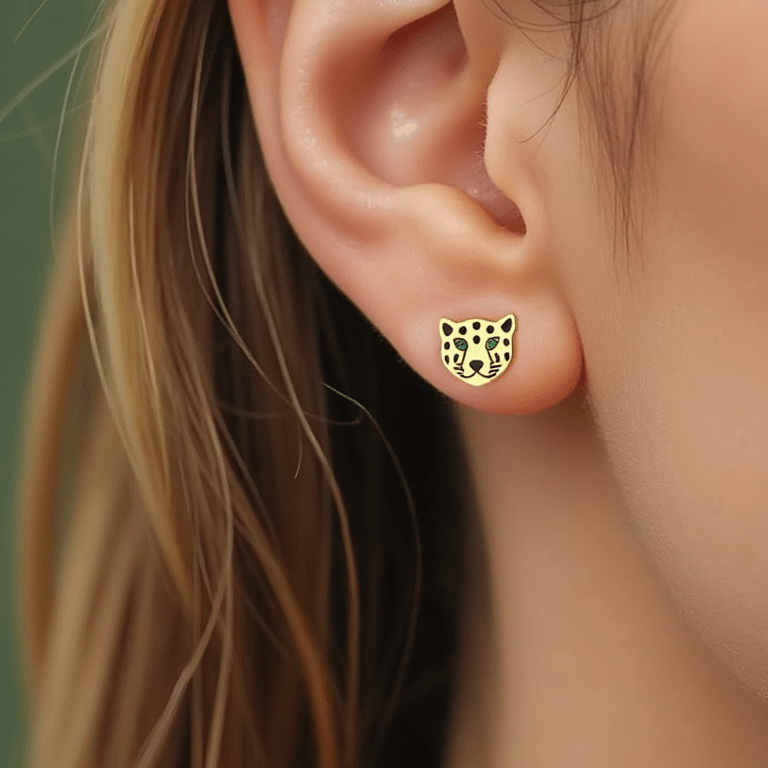 Leopard Face Stud Earrings - United Bracelets