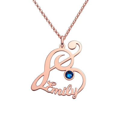 Musical Treble Clef Name Necklace with Birthstone - United Bracelets