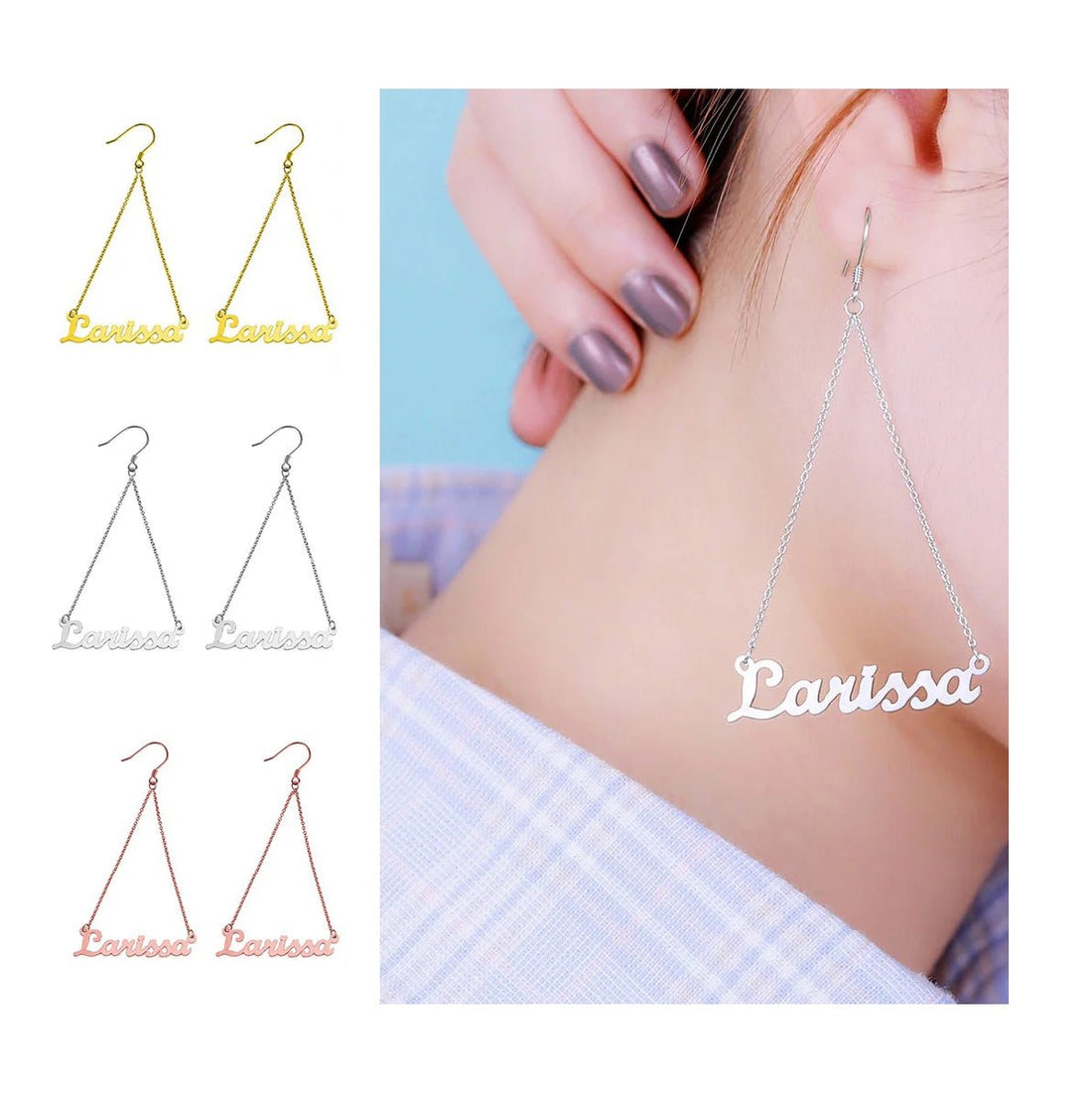 Name Drop Triangle Earrings - United Bracelets