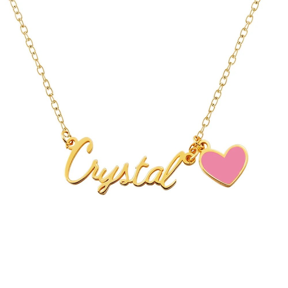 Name Necklace with Pink Heart - United Bracelets